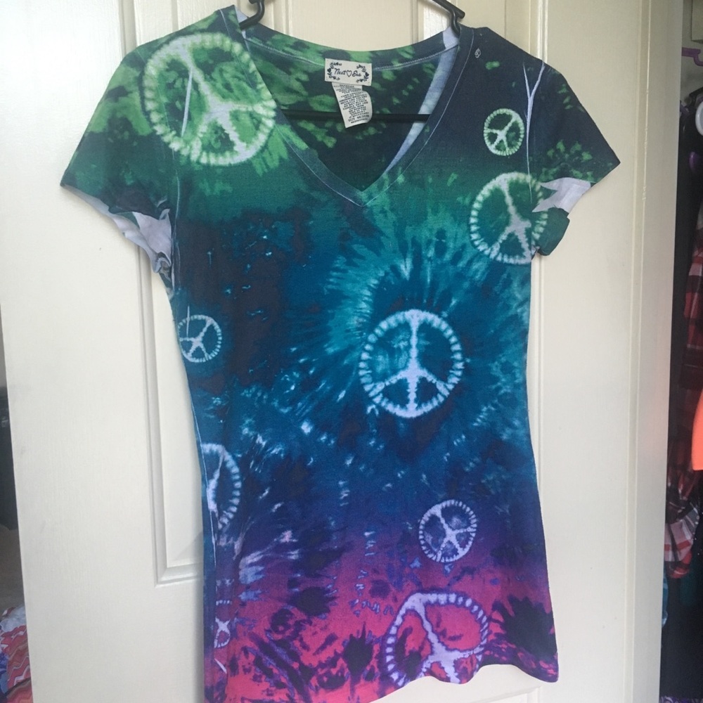 Tie Dye Peace Sign Fitted Tee